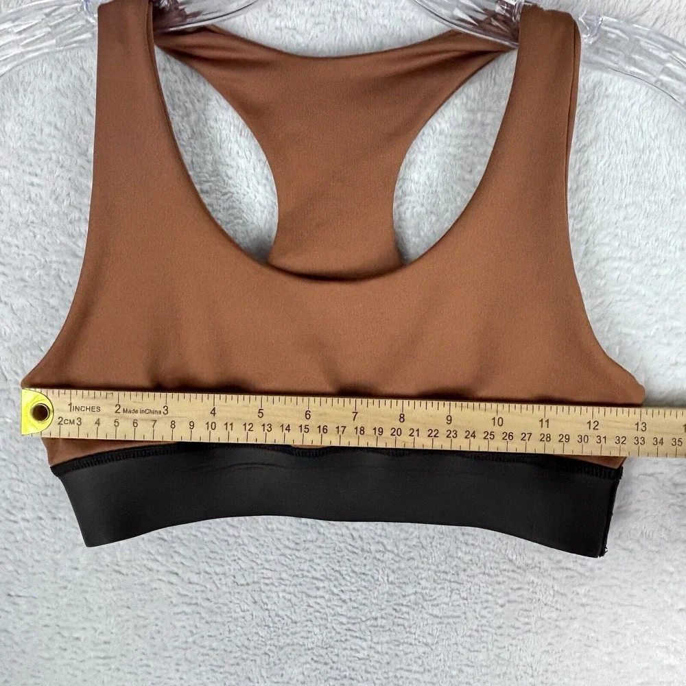 Olympia Active Neoprene Band Brown/ Black Racerback Sports Bra Size S